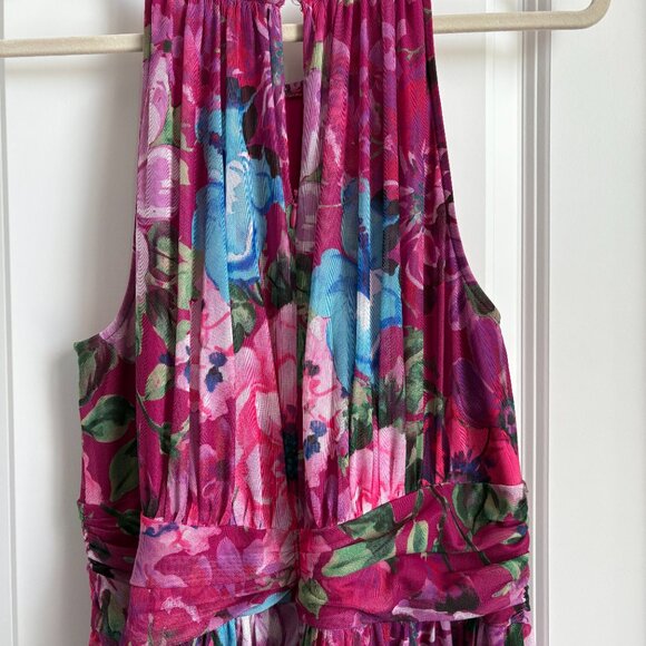 Women's London Times Floral Halter Ruched Maxi Dress - Picture 3 of 3
